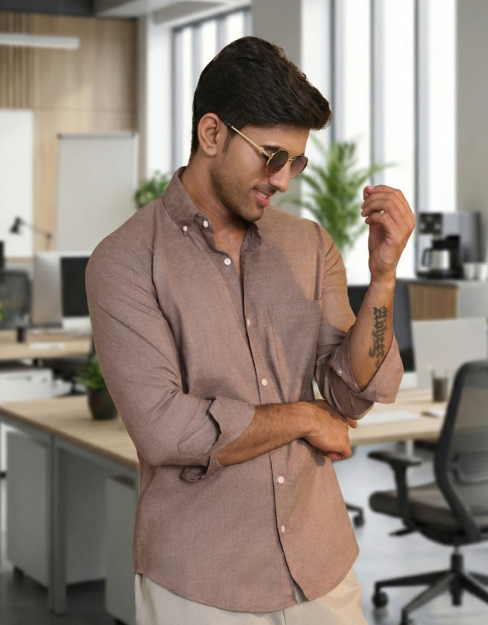 solid melange beige small