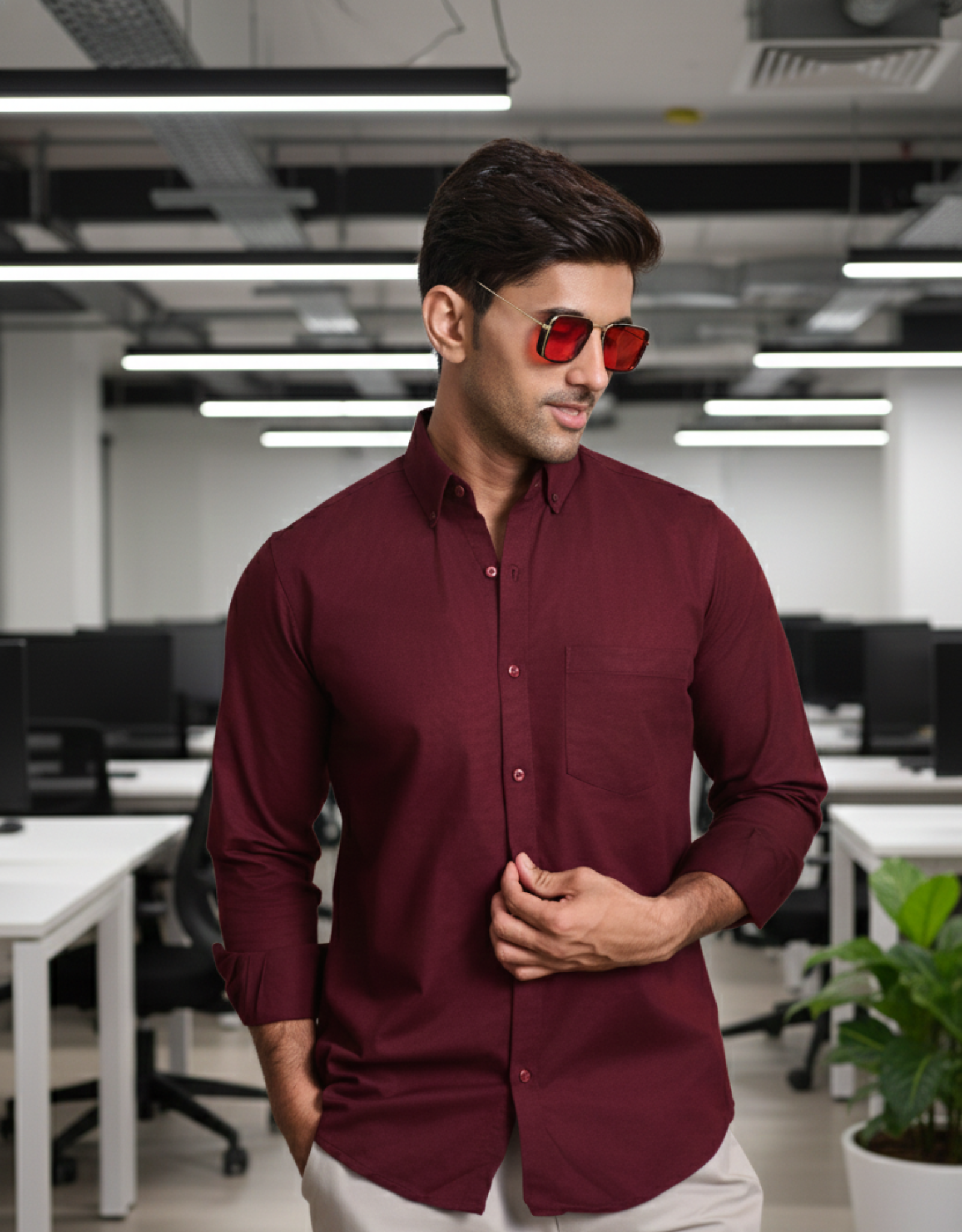 solid dobby lycra maroon small