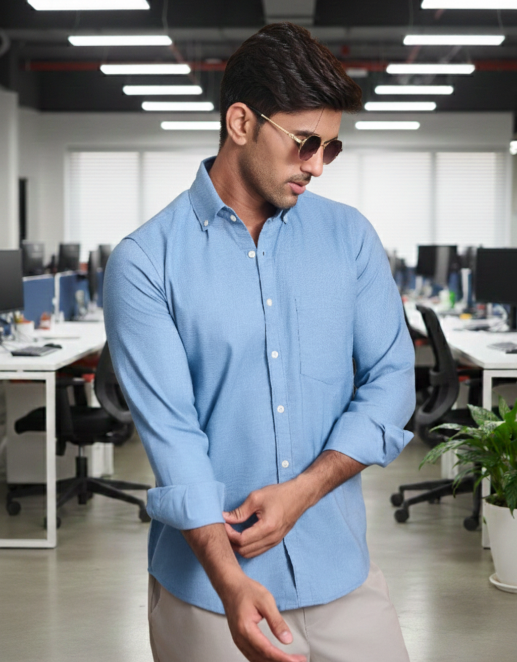 solid melange light blue small