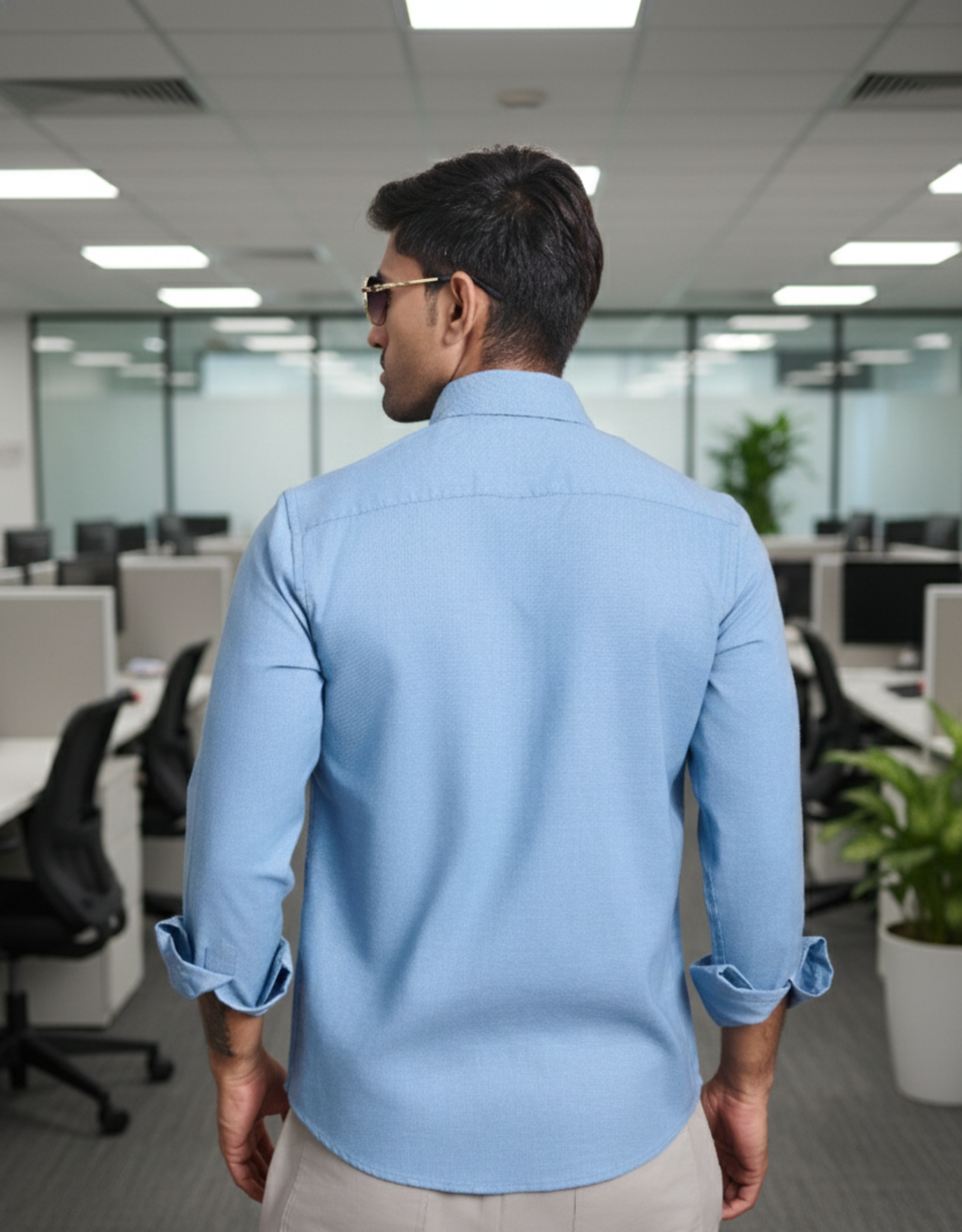 solid melange light blue small