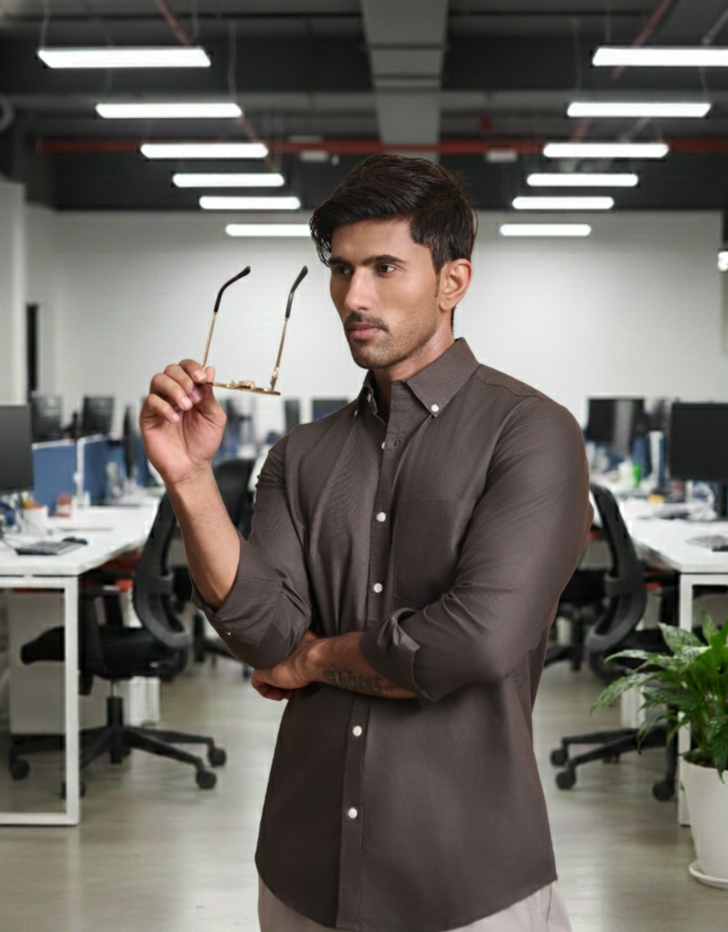 solid oxford dark brown small