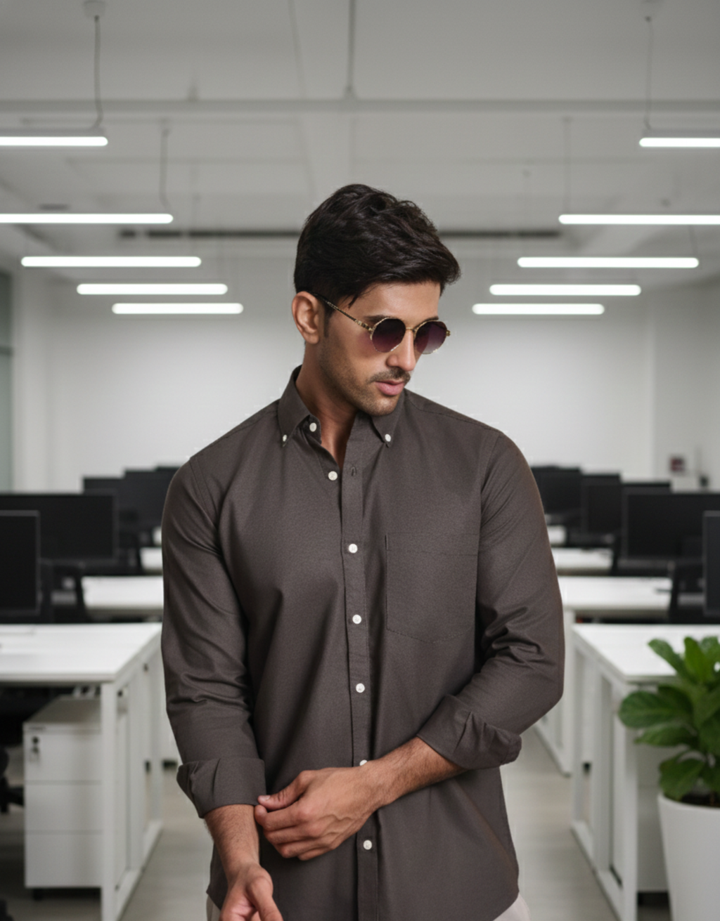 solid oxford dark brown small