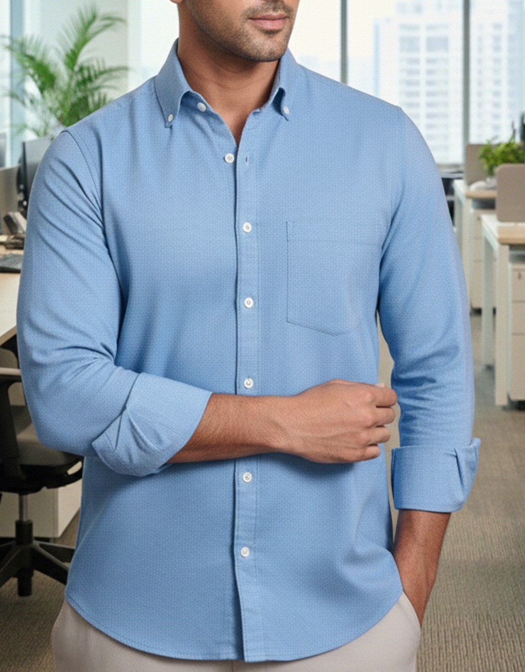 solid melange light blue small